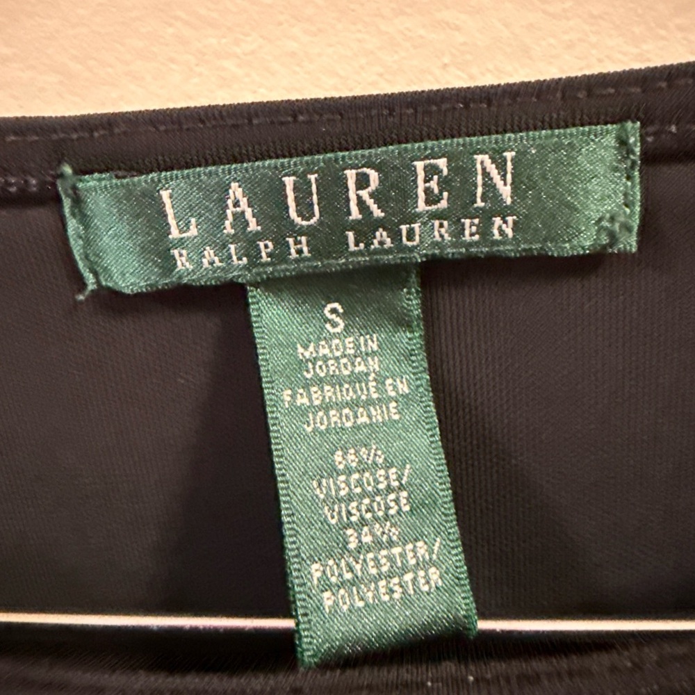 Lauren Ralph Lauren Black Short-Sleeve Cold-Shoulder Blouse Top Size Small Boat - Picture 8 of 8